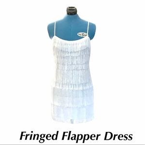 White Fringe Flapper Dress in EUC
